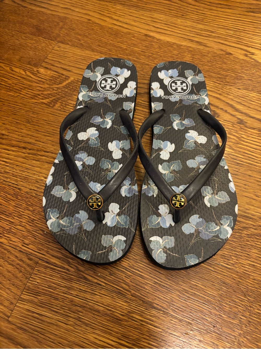 Tory Burch Floral Logo Flip Flops